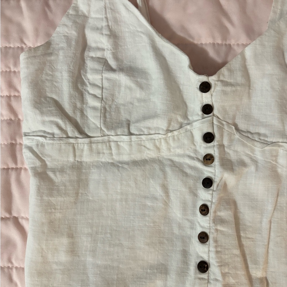 White Linen Button-Up Top